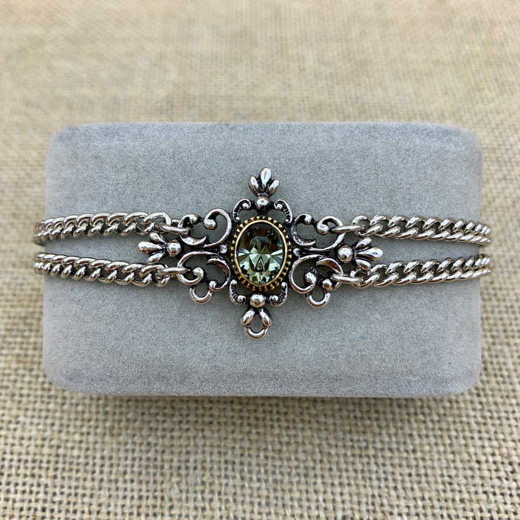 Zweireihiges Armband „Klari“ mit Swarovski®-Kristall im Mittelteil