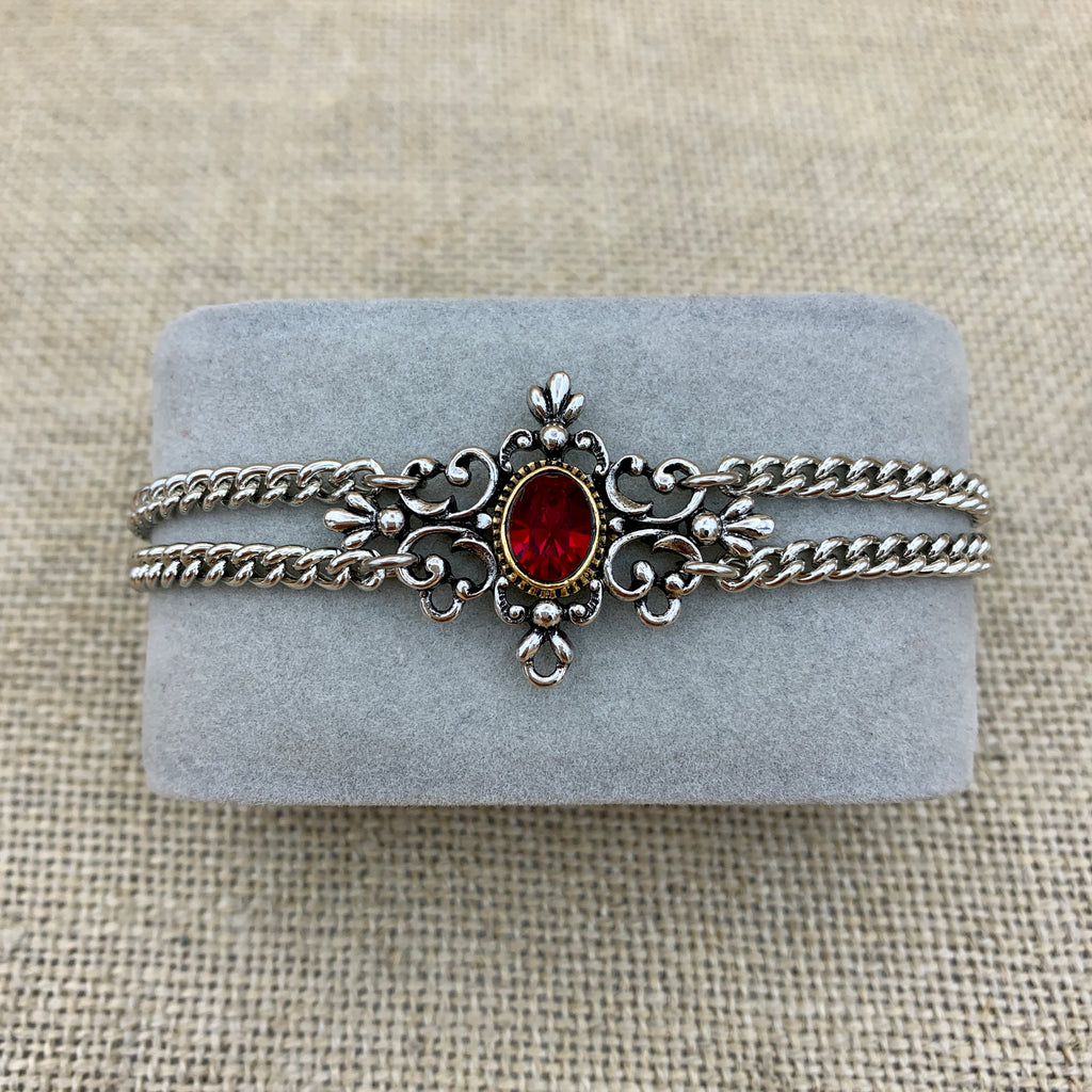 Zweireihiges Armband „Klari“ mit Swarovski®-Kristall im Mittelteil