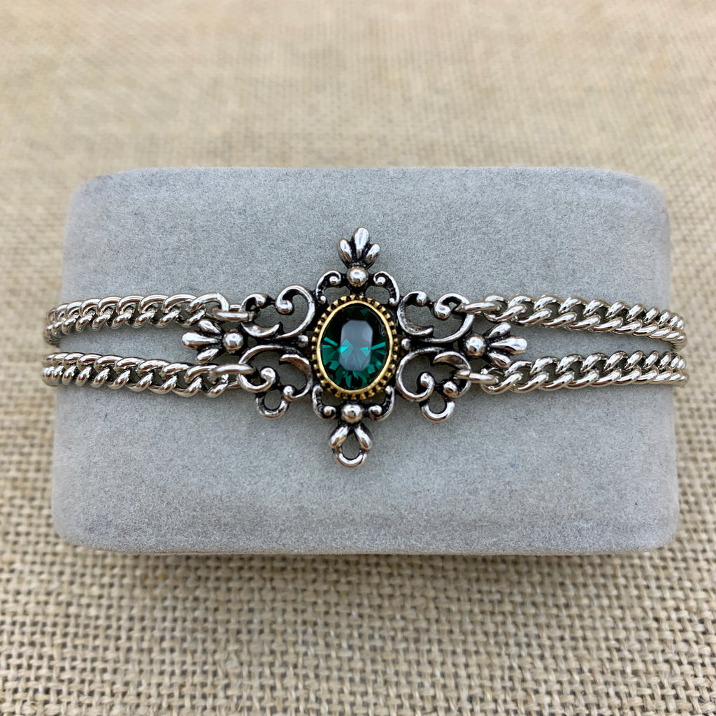 Zweireihiges Armband „Klari“ mit Swarovski®-Kristall im Mittelteil