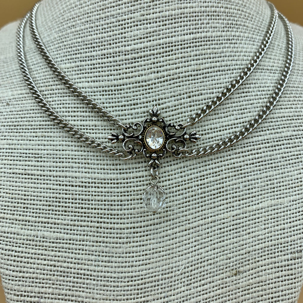 Zweireihiges Collier „Nati“ mit Swarovski®-Kristall im Zentrum