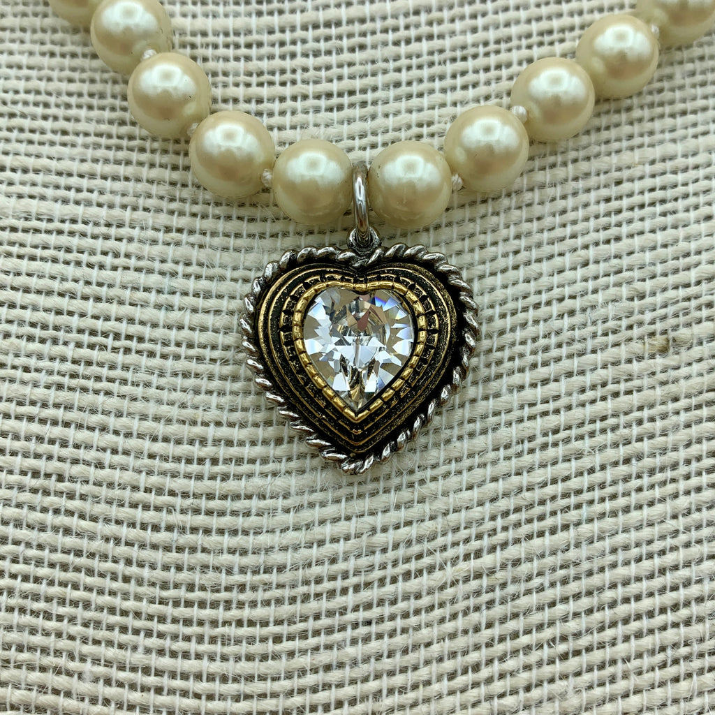 Perlenkette „Sophie“ mit Herzanhänger und Swarovski®-Kristall
