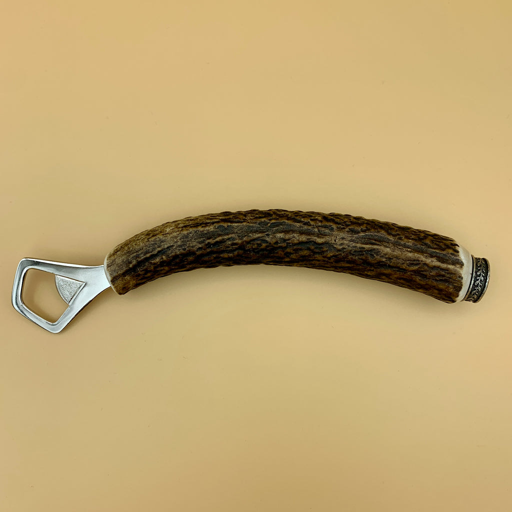 Flaschenöffner „Glatt“ mit Horngriff und glatter Metallkappe