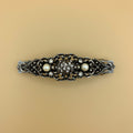 Silberfarbene Haarspange mit Perlen und Swarovski®-Kristallen