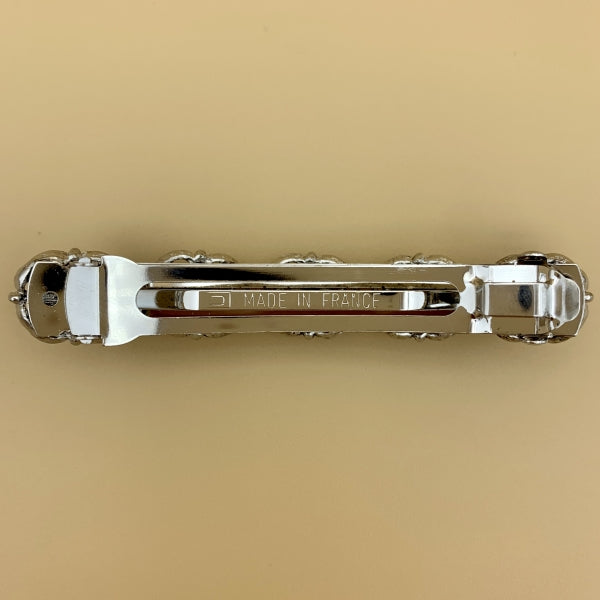 Haarspange „4“, große Spange aus Weißbronze mit fünf Swarovski®-Kristallen