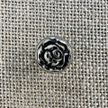 Rosenknopf in Altsilber, Metallknopf mit detailreicher Rose