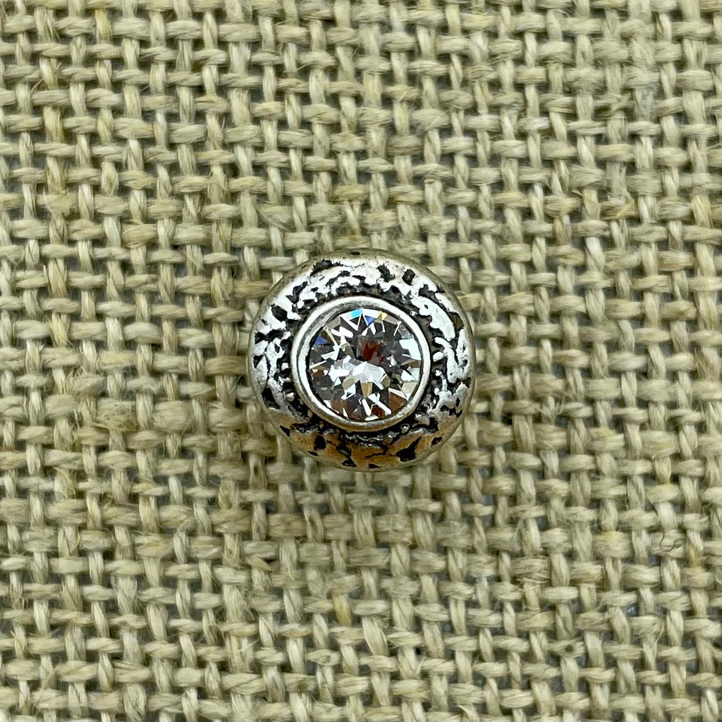 Kleiner Trachten-Knopf aus Metall mit gefasstem Swarovski®-Stein