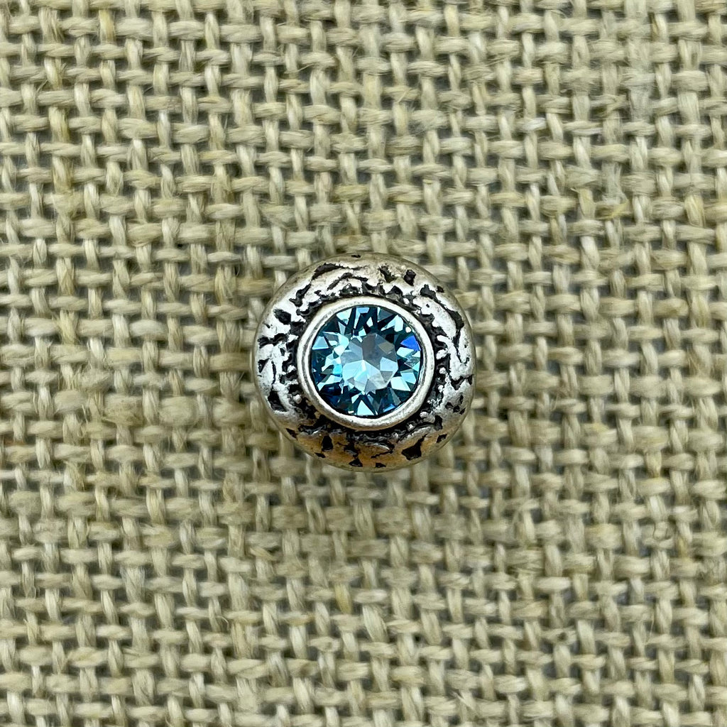 Kleiner Trachten-Knopf aus Metall mit gefasstem Swarovski®-Stein
