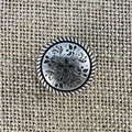 Floraler Messingknopf in Altsilber mit Blumenornamenten und filigranem Rand