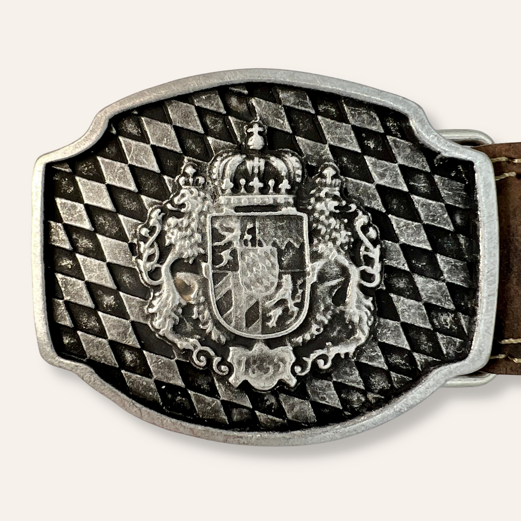 Ledergürtel mit Schnalle in Altsilber und silberfarbenem Bayernwappen