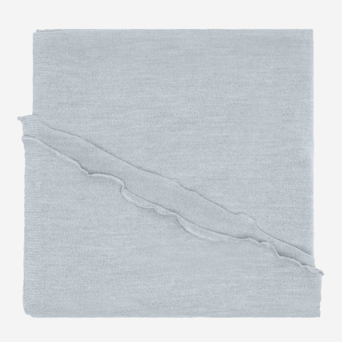 Fein gestrickte Merino-Strickstola mit Wellensaum