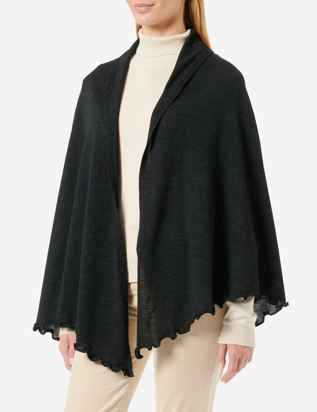 Merino-Strickstola mit Wellensaum
