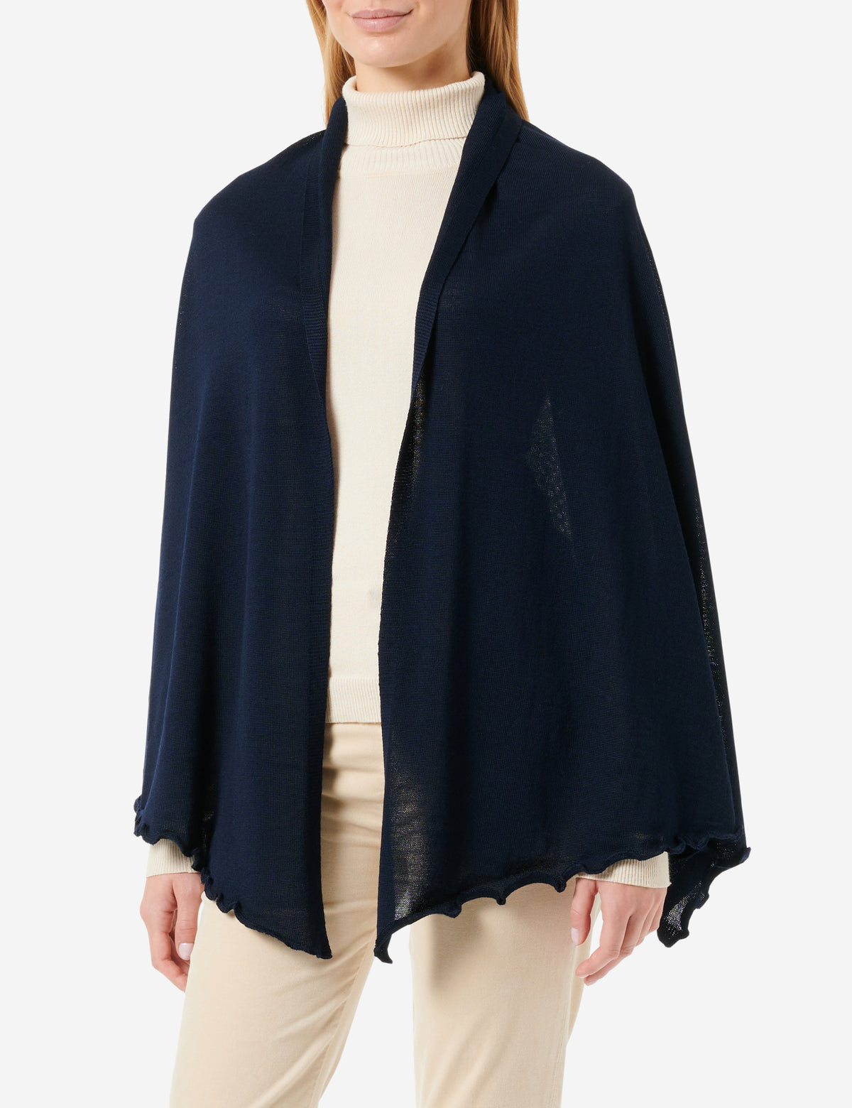 Merino-Strickstola mit Wellensaum