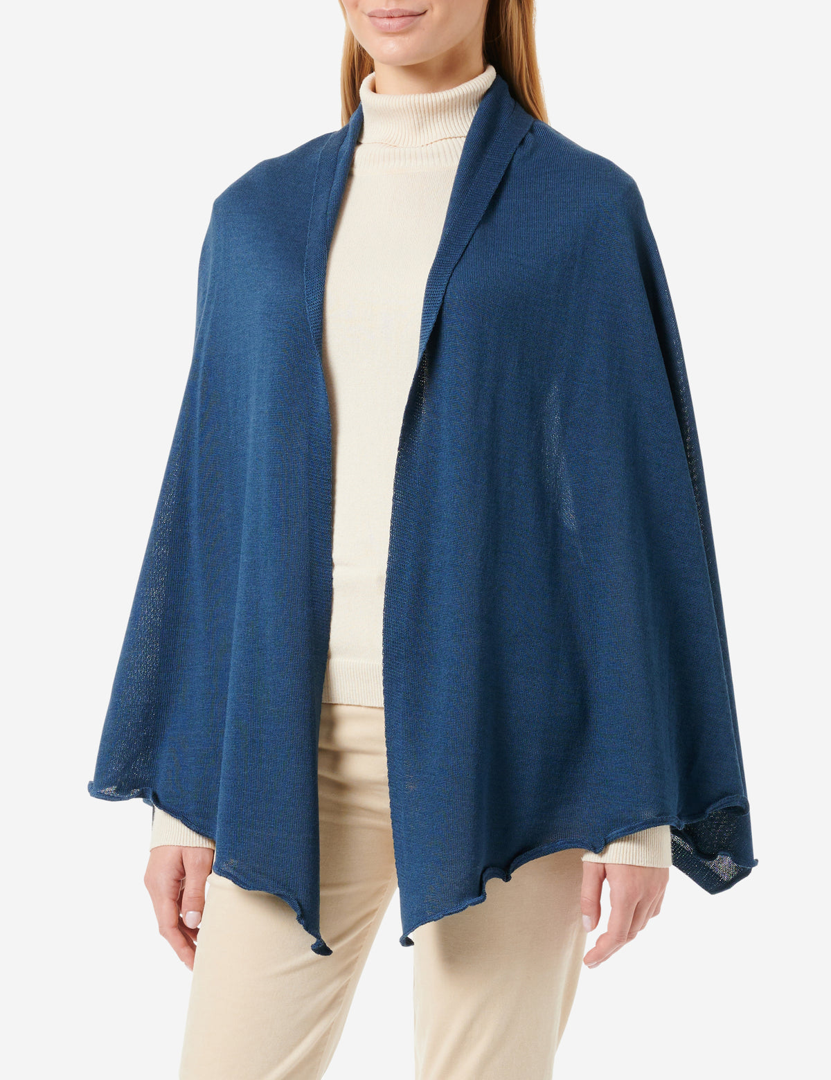 Merino-Strickstola mit Wellensaum