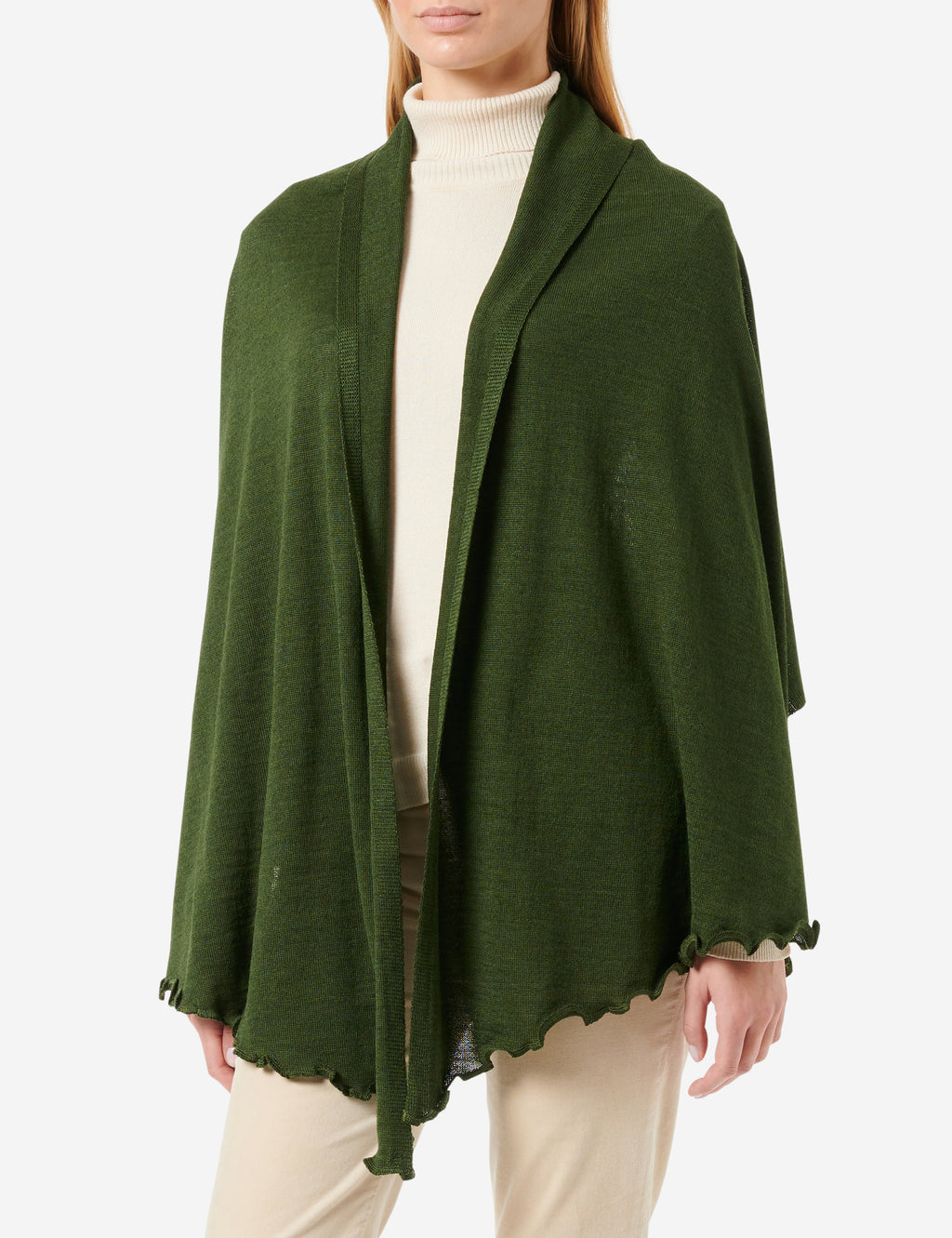 Merino-Strickstola mit Wellensaum