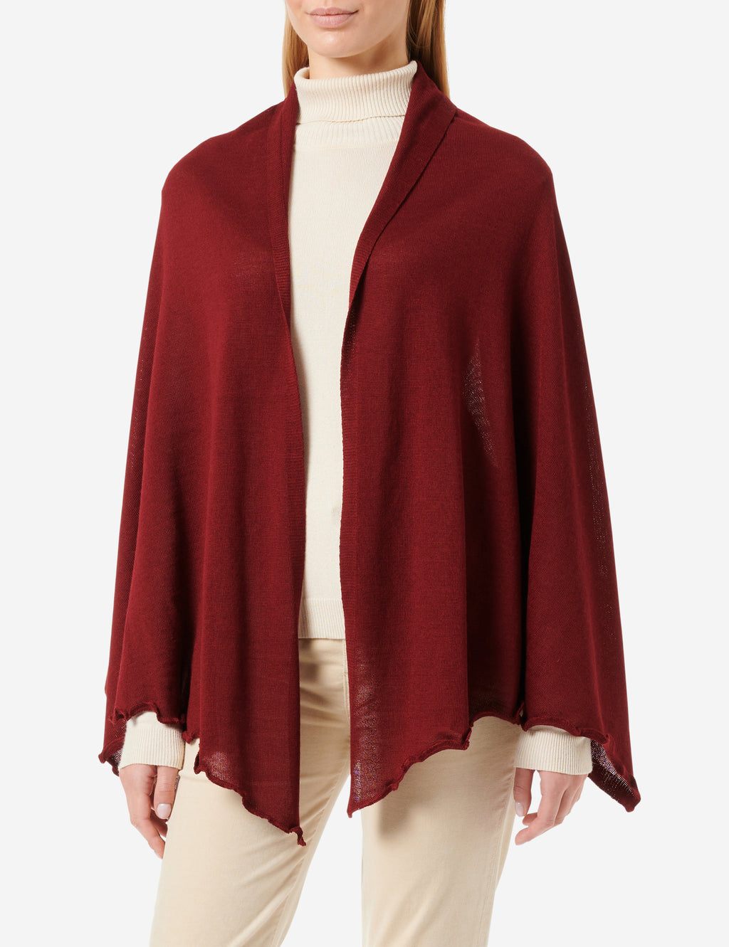 Merino-Strickstola mit Wellensaum