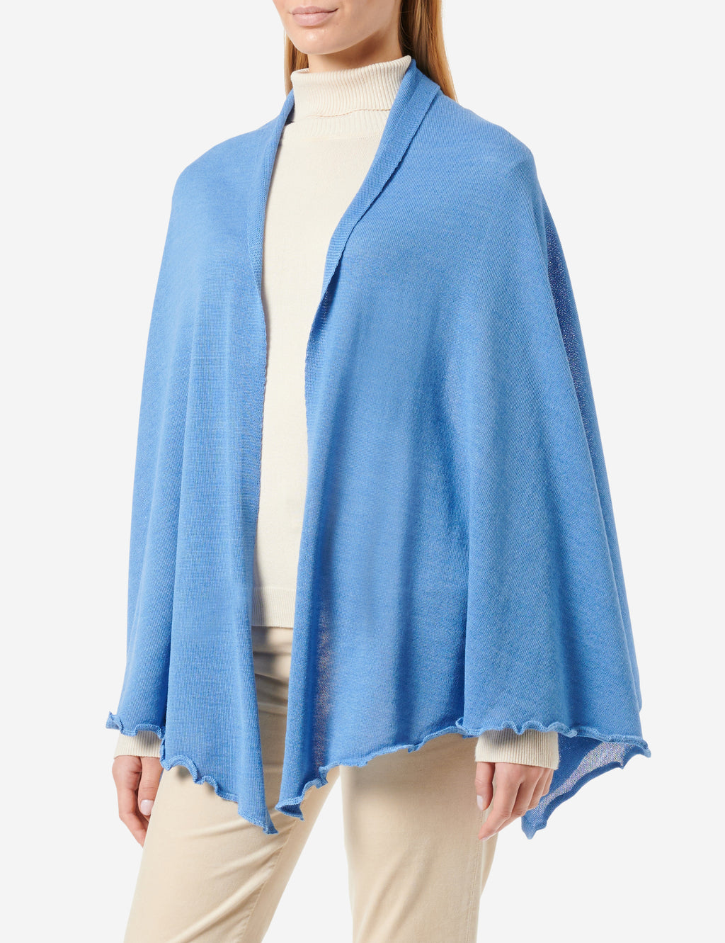 Merino-Strickstola mit Wellensaum