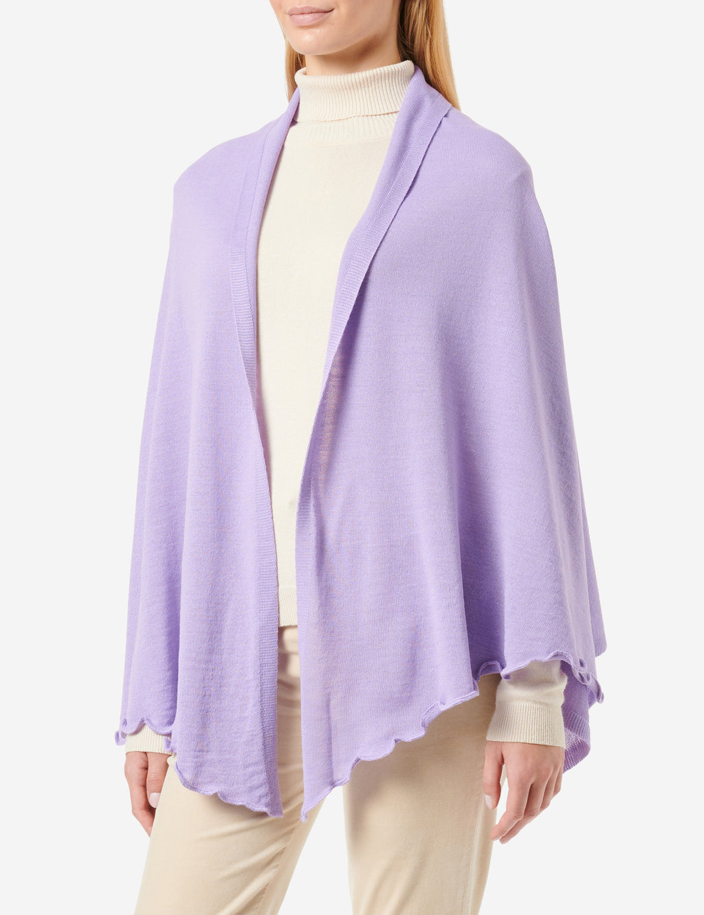 Merino-Strickstola mit Wellensaum