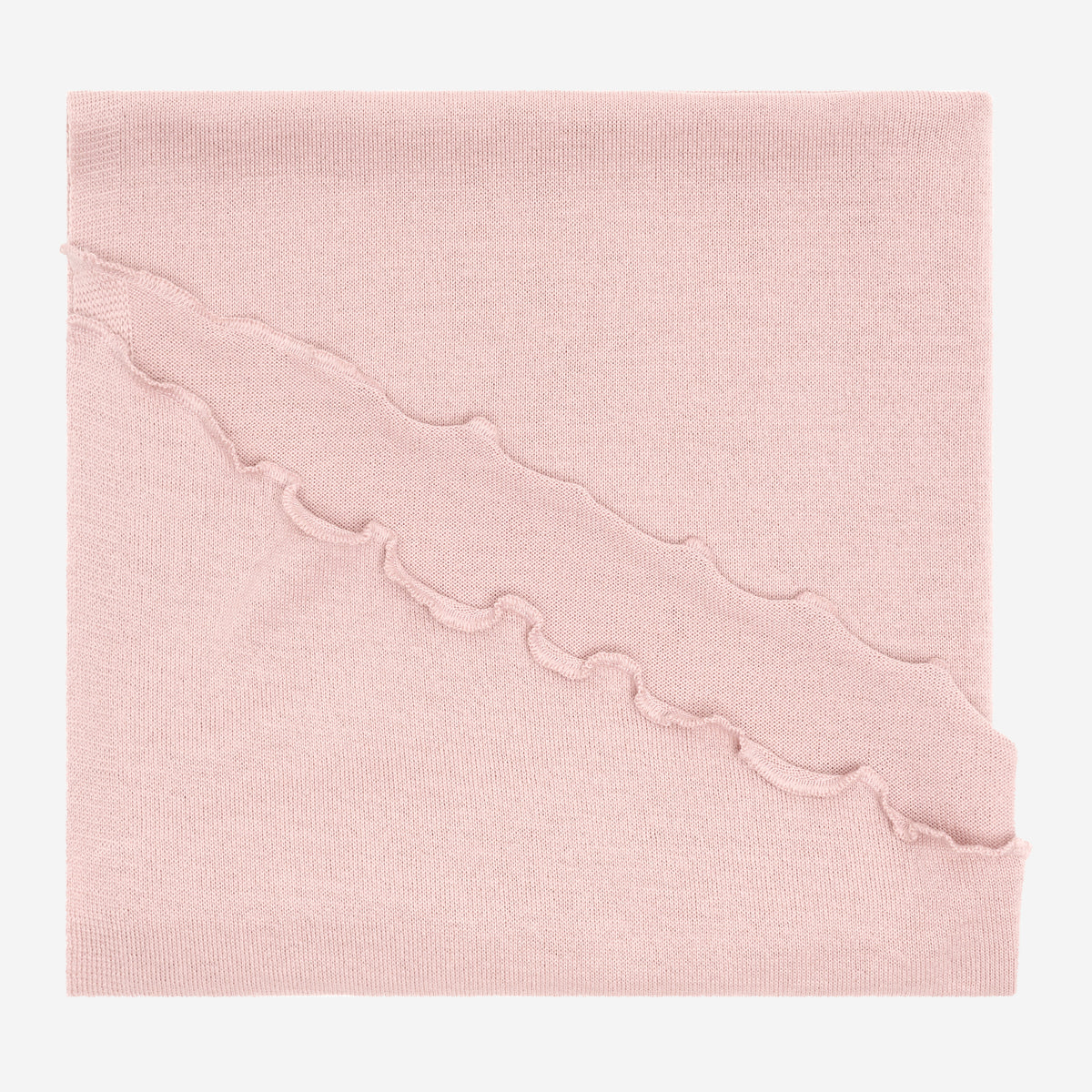 Fein gestrickte Merino-Strickstola mit Wellensaum