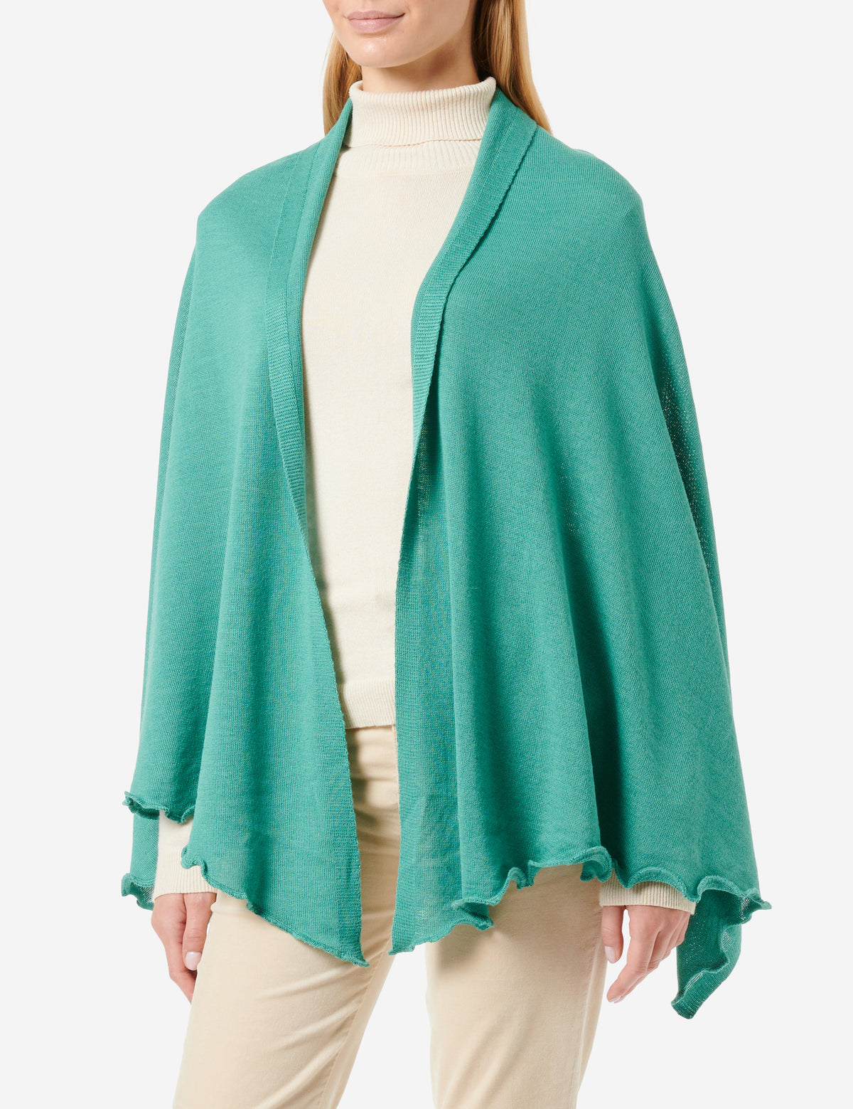 Merino-Strickstola mit Wellensaum