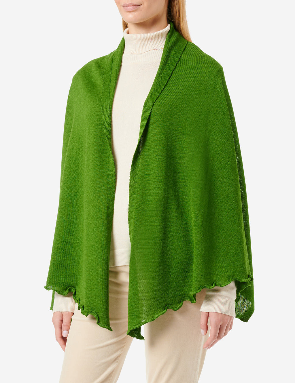 Merino-Strickstola mit Wellensaum