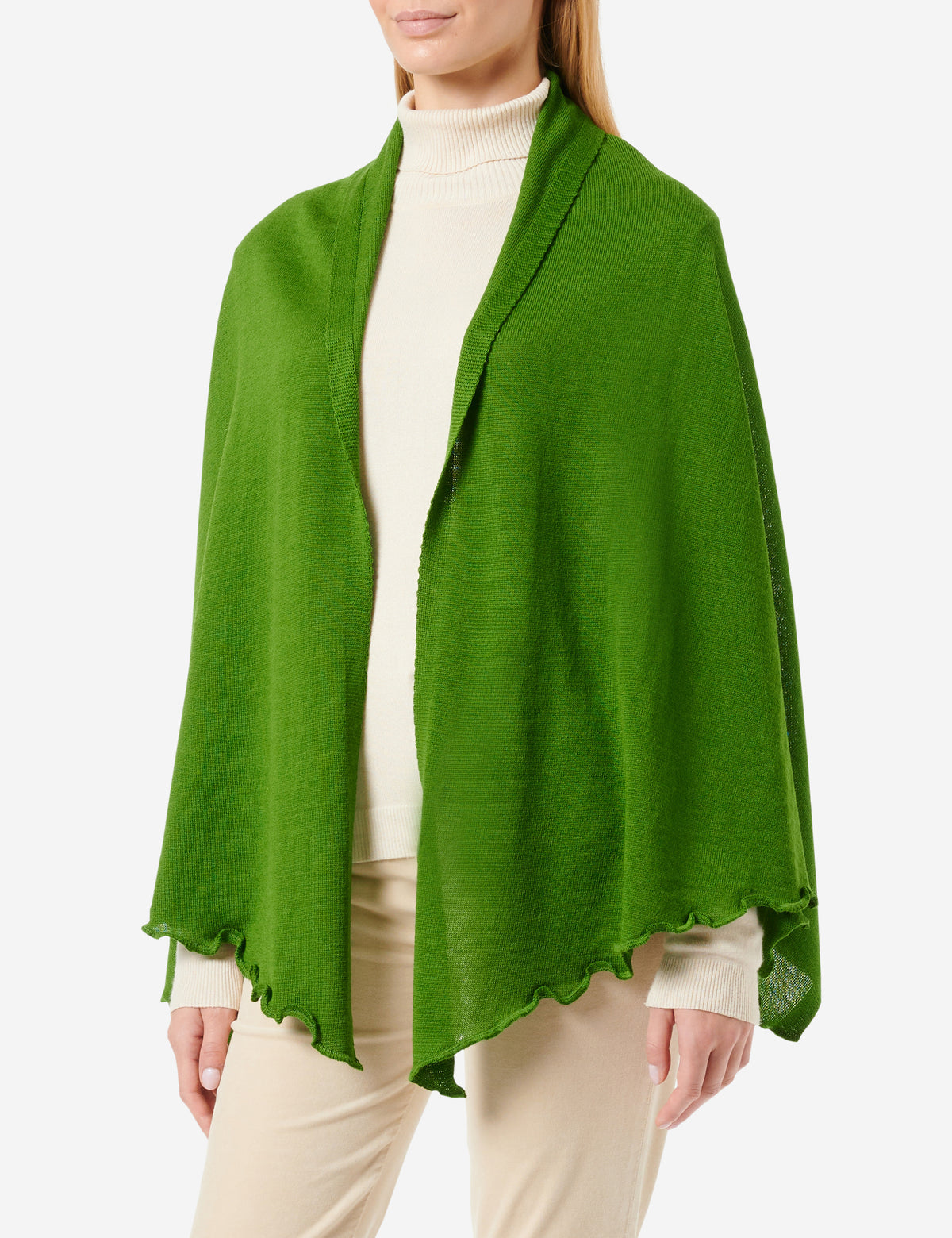 Merino-Strickstola mit Wellensaum