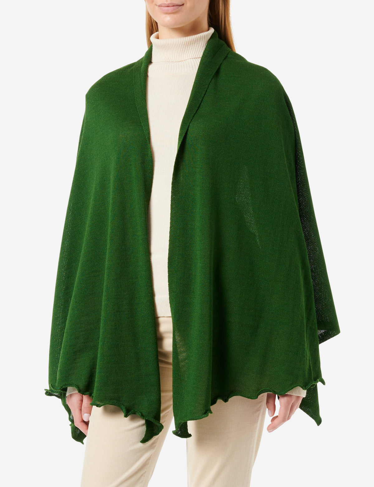 Merino-Strickstola mit Wellensaum