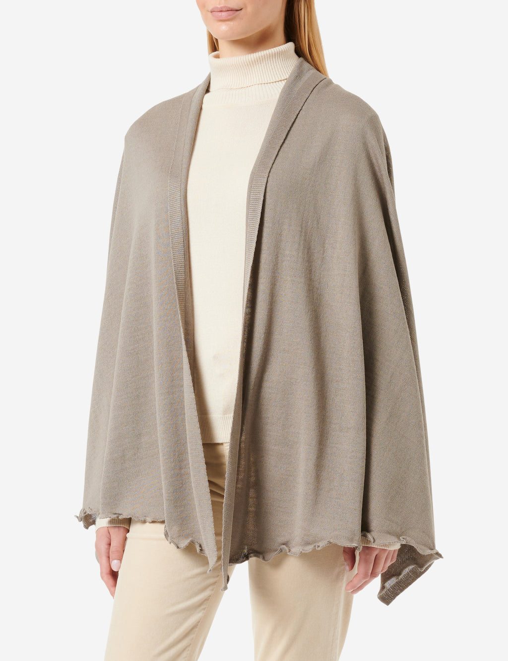 Merino-Strickstola mit Wellensaum