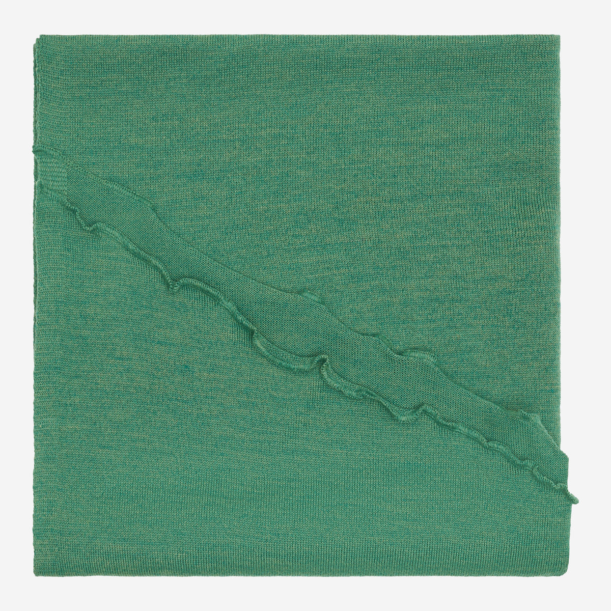 Fein gestrickte Merino-Strickstola mit Wellensaum