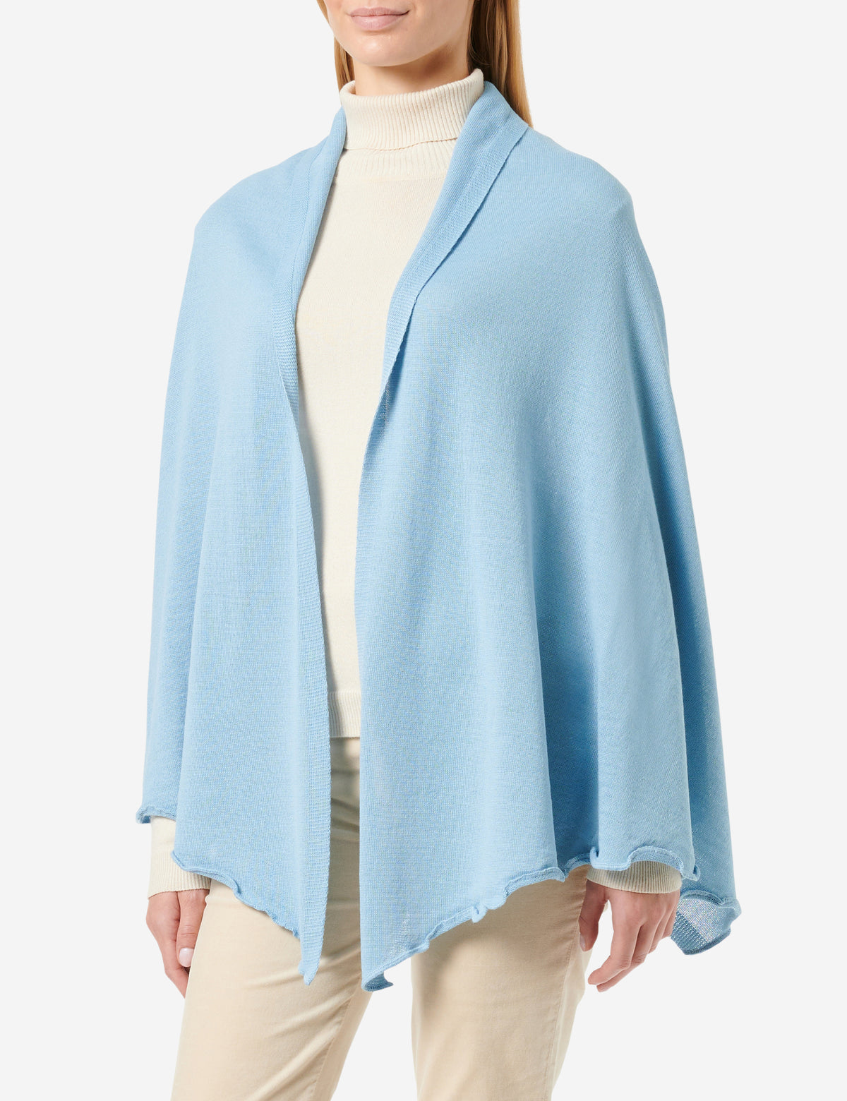 Merino-Strickstola mit Wellensaum